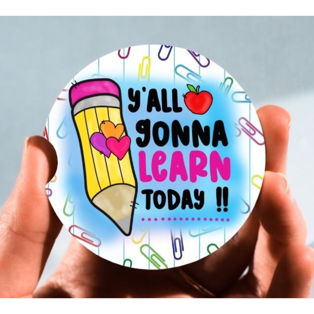 Set of 2 Car Coasters, Y'all Gonna Learn Today Car‎ Coaster, Neoprene Coaster